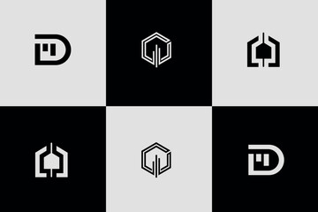 Set of abstract letter d, a logo template  icons for business of fashion, sport, automotive, building, technology