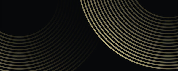 Black abstract modern background. abstract background of geometric patterns and golden circle patterns.