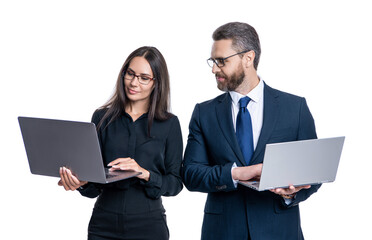businesspeople with laptop in office. Remote online working. Business success. businesspeople isolated on white. freelancer working online. online business communication. digital research