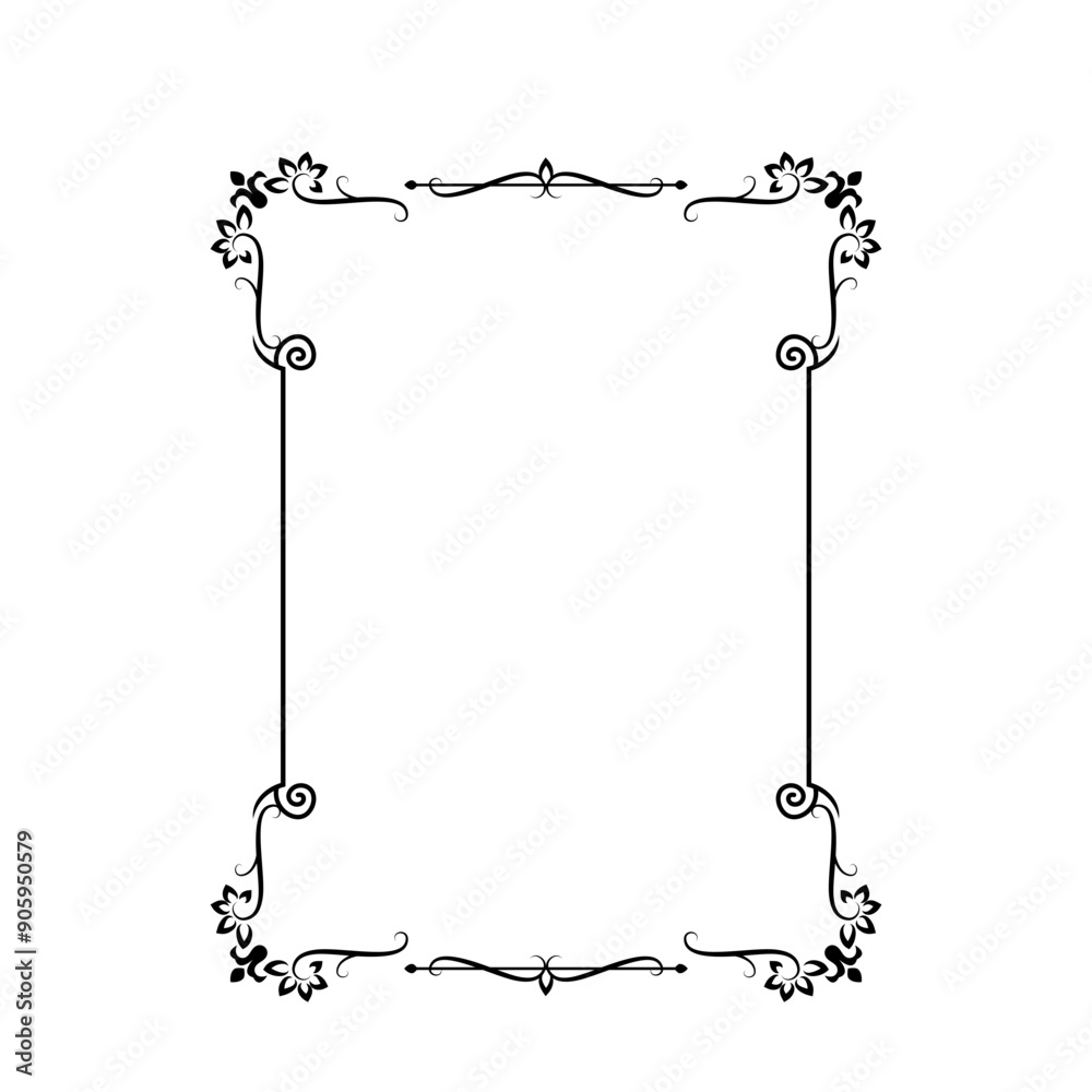 Poster rectangular floral frame