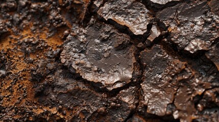 A zoomedin image of a mud flaps surface covered in a layer of thick dried mud.