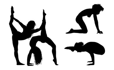vector silueta femenina, yoga, ballet, estiramientos, deporte, flexibilidad, postura yoga
