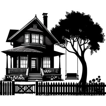 recommend clip art: black and white house