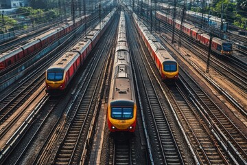 Three Trains on Parallel Railway Tracks in Urban Setting