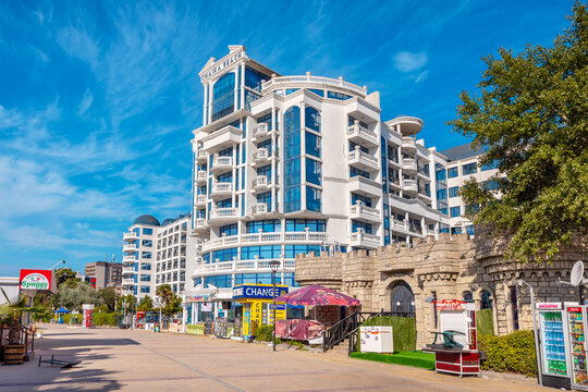 Sea promenade view. Sunny Beach, Bulgaria