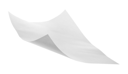 White paper flying, sheet falls and twists isolated on white, clipping path