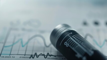 Closeup of a thermometer on a graph, symbolizing data analysis and health monitoring.