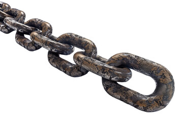 Obraz premium Rusty heavy-duty industrial chain isolated on transparent background