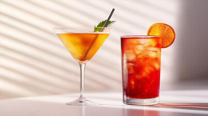 Fototapeta premium Cocktail Drinks White Background Aspect 16:9