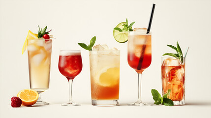 Cocktail Drinks White Background Aspect 16:9