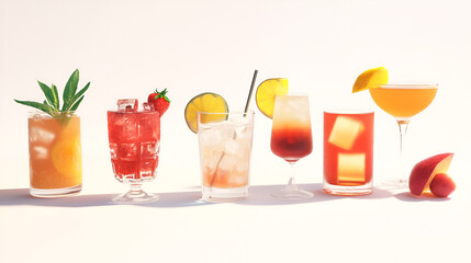Cocktail Drinks White Background Aspect 16:9
