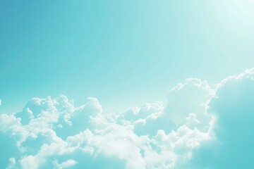 Summer blue sky cloud gradient light white background. Beauty clear cloudy in sunshine calm bright winter air bacground. Gloomy vivid cyan, ai