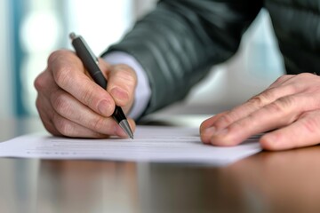 Close-up of a Hand Signing a Document