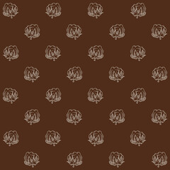 Vintage Cotton Outline Illustration Vector Seamless Pattern