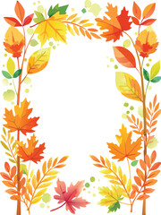 Watercolor Autumn Leaves Border Frame
