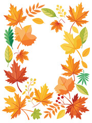 Fototapeta premium Autumn Leaves Frame with White Background
