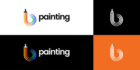 initial letter B paint brush logo, painting service logo © sn_std