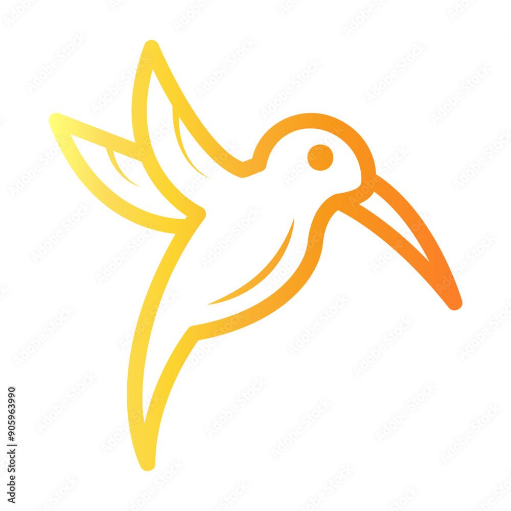 Wall mural humming bird Line Gradient Icon