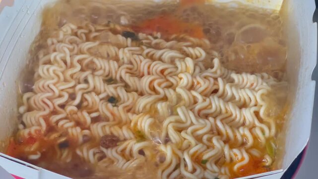 Boiled instant noodles for instant noodle cooked food, stock footage