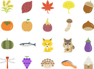 秋のアイコンのイラストセット © R-DESIGN