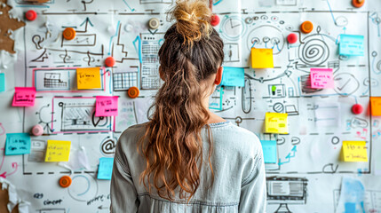 Strategic Social Media Marketing Planning on Whiteboard with Colorful Sticky Notes