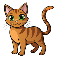 Obraz premium Cartoon Illustration of a Friendly Brown Tabby Cat