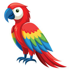 Obraz premium Colorful Cartoon Parrot with Red, Yellow, Green, and Blue Feathers