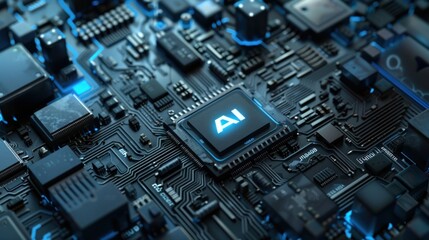 Artificial Intelligence (AI) Chip on a Circuit Board