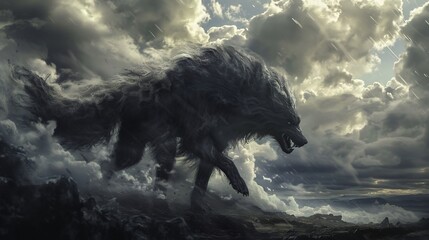 Mythological Giant Wolf, Epic Fenrir, Mythical Monster Version.
