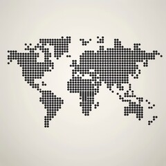 world map minimal design made up out of small square dots