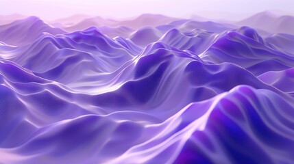 Fototapeta premium Abstract Purple Landscape: 3D Rendering of Wavy Hills