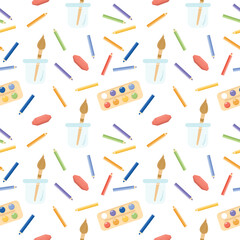 Children’s school elements, back to school pattern, back to school doodle pattern. Vector illustration in flat style.