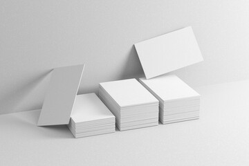 Stacked Business Card Mockup on Minimal White Background for Branding Presentation