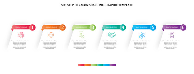 Slant shape six step process flow diagram, six step infographics process flow template, modern infographics design