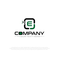 Letter E Logo Vector Design Illustration with Company Name and Your Text Here . Logo Template on white background.