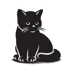 Cat cub silhouette vector illustration