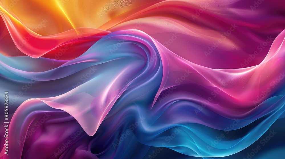 Poster colorful curved waves creating a dynamic flow