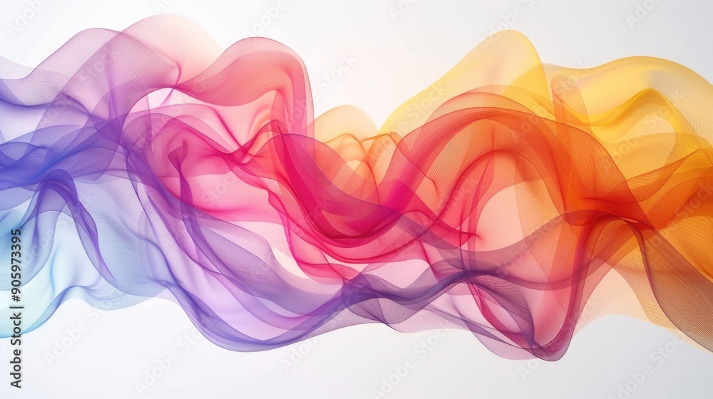 Wall mural Colorful curved waves creating a dynamic flow