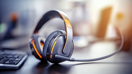 VoIP Headset Illustration for Communication and Customer Support Services