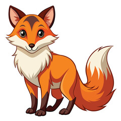 Fototapeta premium Cartoon illustration of a red fox standing with a bushy tail