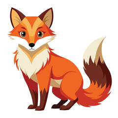 Obraz premium Cartoon Red Fox with Big Bushy Tail Sitting on White Background
