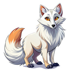 Obraz premium White Arctic Fox with Orange Tail