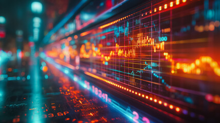 Fototapeta premium Stock market trading chart with investment insights, depicting financial crises, market downturns, and upward trends for gains and profits.