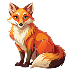 Obraz premium A Cute Orange Fox Sitting with a Fluffy Tail