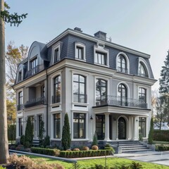 Fototapeta premium luxury modern house with a perfect blend between contemporary and classic style