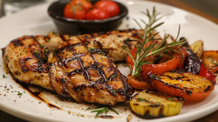 Grilled chicken with a side of roasted vegetables