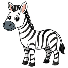 Cartoon Illustration of a Friendly Zebra with Black and White Stripes