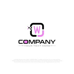 Letter W Logo Vector Design Illustration with Company Name and Your Text Here . Logo Template on white background.