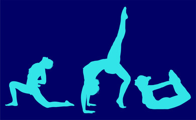 vector silueta femenina, yoga, ballet, estiramientos, deporte, flexibilidad, postura yoga