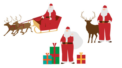 サンタさんとトナカイイラストセット